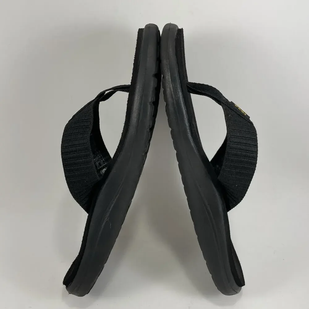 Teva Voya Canvas Flip Flops Womens Size 7 Black Sandals Beach Pool Comfort